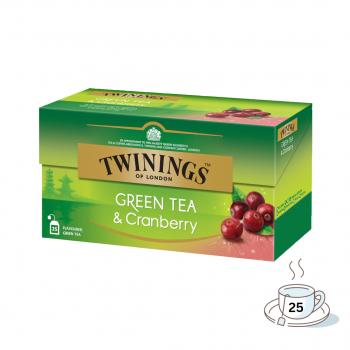 Twinings Green Tea & Cranberry, Grüntee, 25 Teebeutel im Kuvert